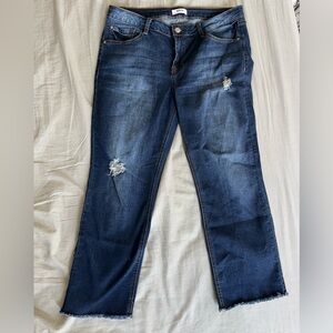 Kensie cropped dark blue raw hem jeans sz 10/30